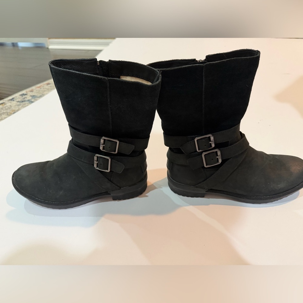 UGG Boots 6 Women’s Black Lorna Waterproof Bootie Leather Zipper Wool - Picture 6 of 11